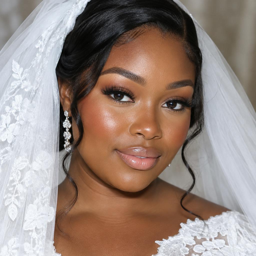 Bridal hair with lace veil