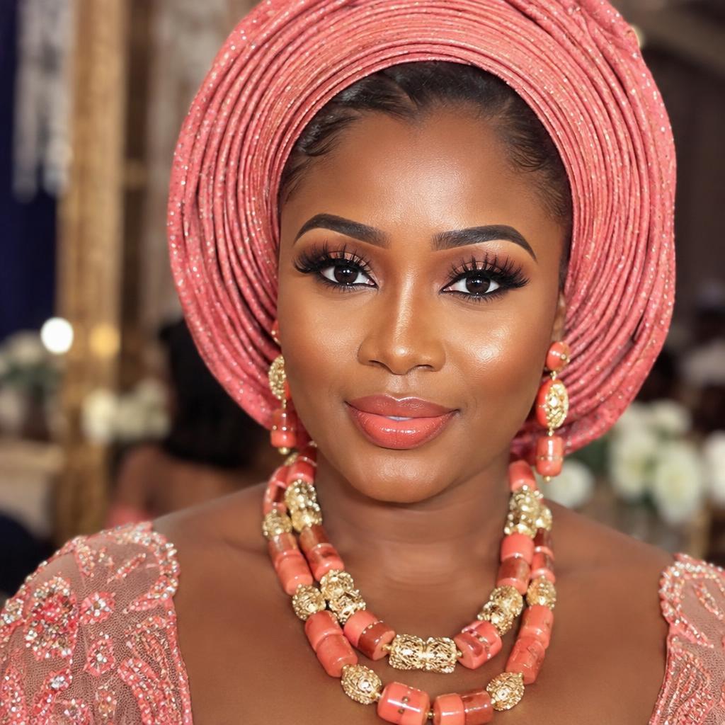 Bridal coral bead crown styling